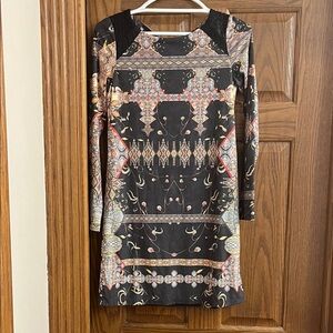 Custo Barcelona Black Multicolor Patterned, Sueded Feel Dress, US size 6